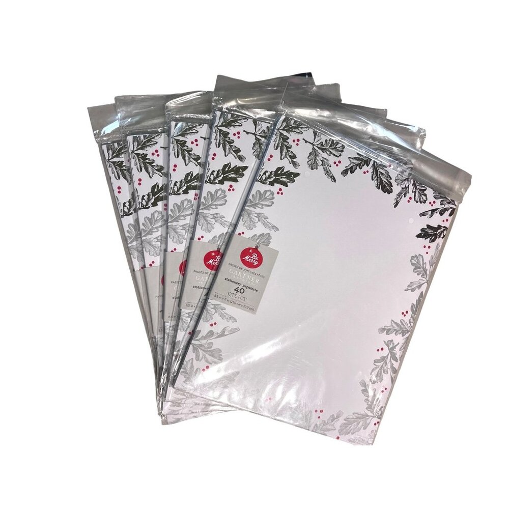 Gartner Studios Holiday-Themed Stationery With Silver & Red Accents - 40 Ct